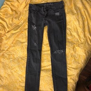 Black ripped skinny jeans American eagle